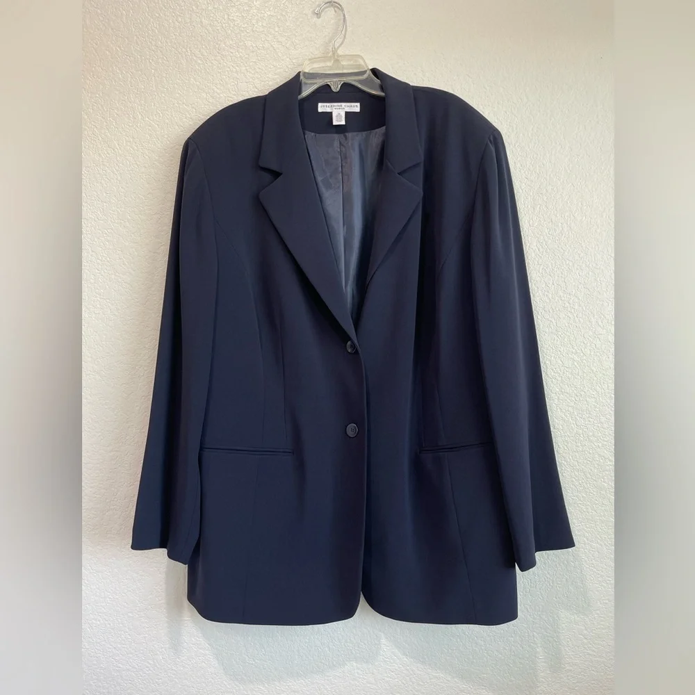 Women’s Navy Blue Josephine Chaus Blazer, Size 22 - Picture 2 of 7